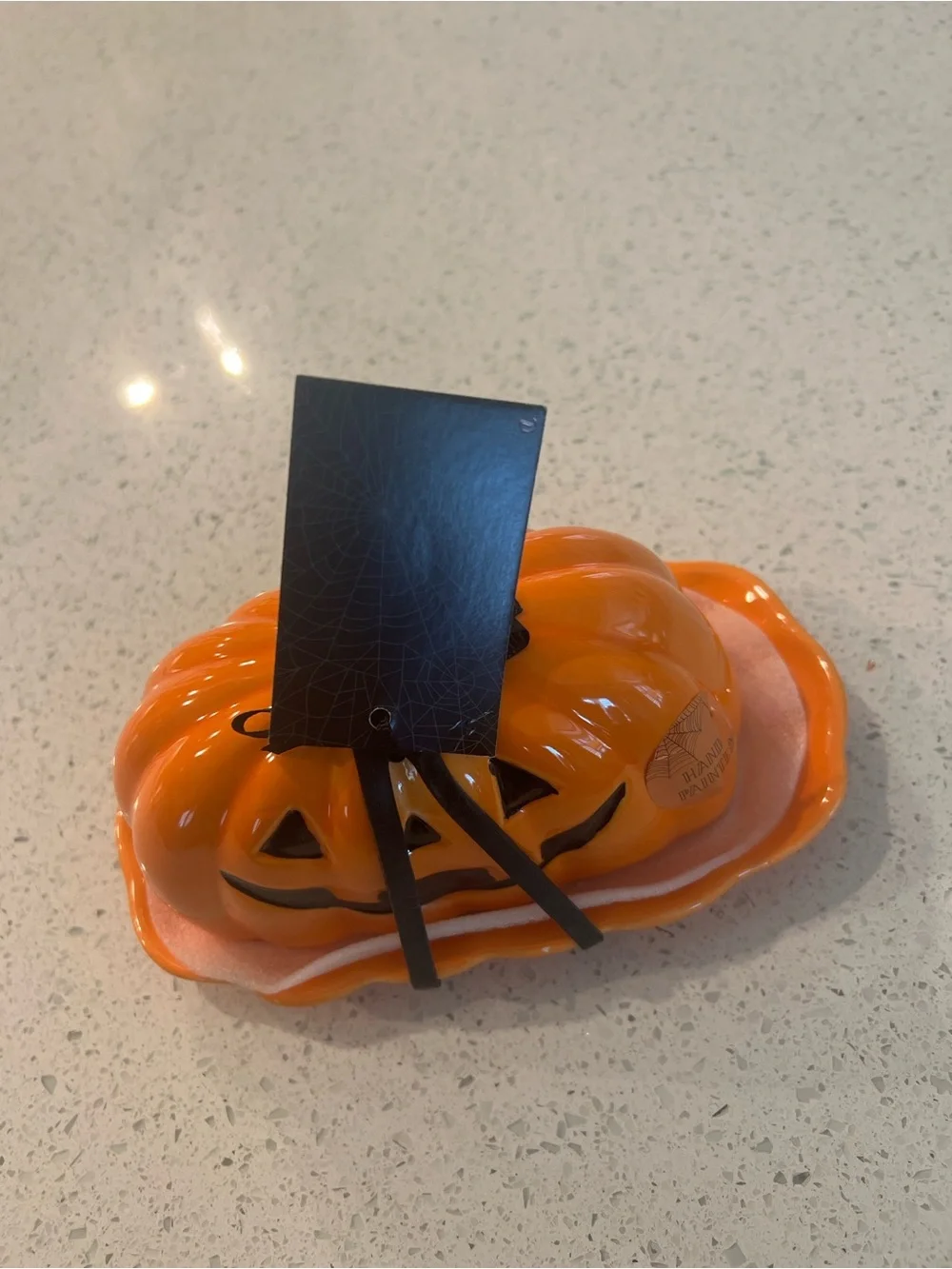 Orange Pumpkin Butter Dish with Black Trim - Seasonal Ceramic Food Storage